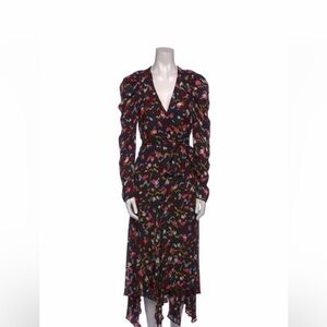 A.L.C. Black Multicolor Midi Dress